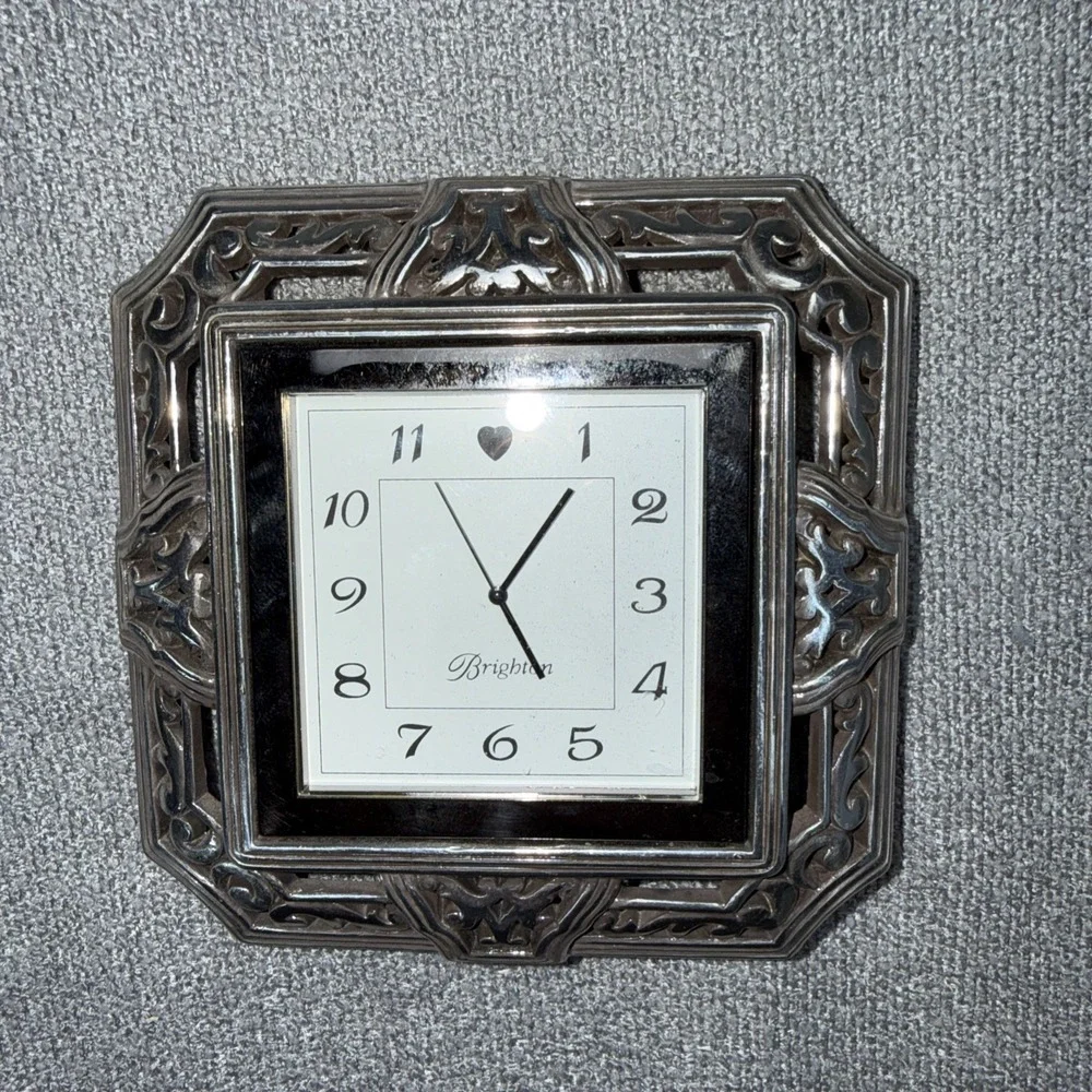 Brighton Silver Plated Tango Square Desk Clock No Battery Travel 4